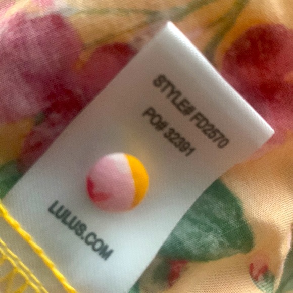 Lulus Yellow April Golden floral print front tie Dress - Picture 8 of 9